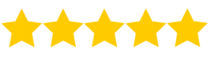 Five yellow stars arranged in a horizontal row to represent a five-star rating.